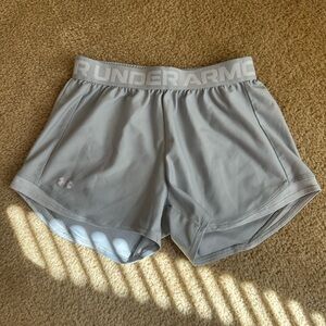 Under Armour Light Gray Women's Athletic Shorts with Branded Waistband